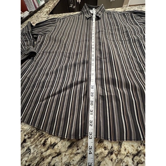 ENRO Men's Dress Shirt Sz 2XL Long Sleeve Dk Brown Stripes, Non-Iron! Large Nice - Picture 8 of 11